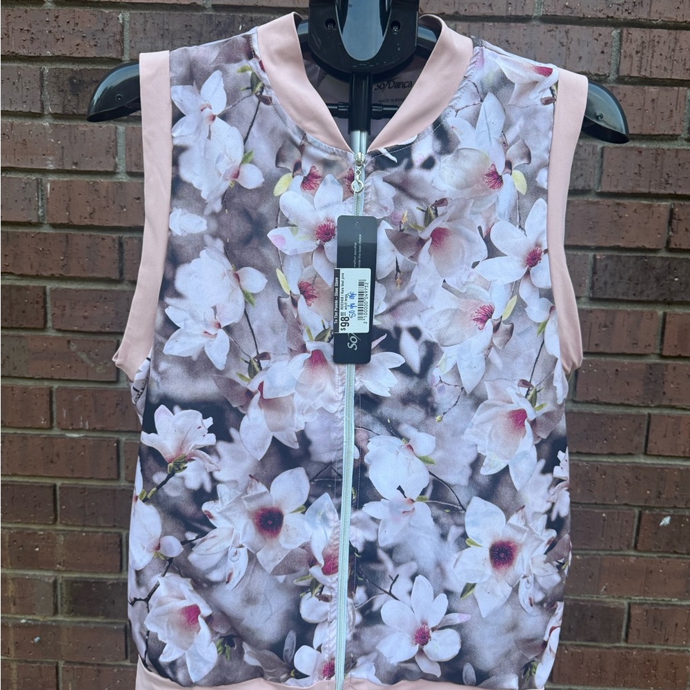 So Danca Kaia Vest Floral Flower Petal Pink Adult Size Large Dance Ballet New